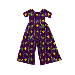 Pre-venta Mono para Niñas Pequeñas con Estampado de Máscara de Mardi Gras, Romper Infantil, Venta al por Mayor de Ropa para Niñas, Estilos de Algodón y Spandex - Product Image 4