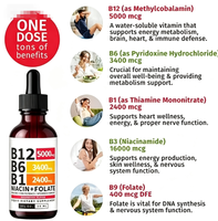 Gouttes liquides de vitamine B12 60 ml saveur framboise avec vitamine B6+B1 etc. Soutien multivitaminé pour la récupération énergétique, la santé du cerveau et du cœur