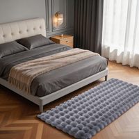 Tapis en fausse fourrure de lapin pour chambre d'enfant et chambre à coucher, fabriqué à la machine, à poils longs et moelleux, bleu-gris, 2'x6', pour salon