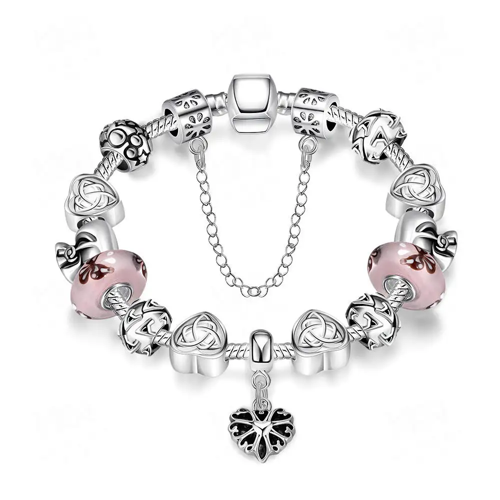 Antique Original en forme de coeur perlé breloque femme Bracelet verre perle marque Bracelet et Bracelet bijoux à bricoler soi-même cadeau