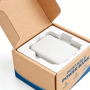 Caja de embalaje para power banks y productos electrónicos 3C, para marcas en línea, de cartón corrugado tipo B y E, con opción de cierre automático y personalizable. - Product Image 4