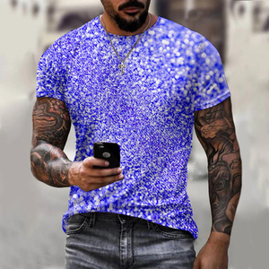 T-shirt da <span class=keywords><strong>uomo</strong></span> estiva con stampa 3D glitterata, taglie forti, stampa all-over, OEM e ODM - Product Image 5