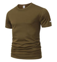 Vente en gros – T-shirt décontracté pour homme, uni, brodé, tricoté, à manches courtes, séchage rapide, respirant, léger, pour sports d'été en extérieur et fitness