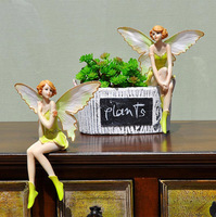 Statue de fée fleur verte fille ange décoration de la maison chambre créative cadeau de fille résine artisanat sculpture en résine figurines de fée