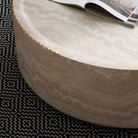 Table basse ronde de luxe moderne en travertin blanc super fin, marbre d'Italie, meubles pour salon