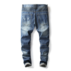 Pantalon droit pour homme <span class=keywords><strong>Bufa</strong></span>, taille plus, en coton, jean de moto, plissé, style punk nostalgique, lavage coloré, bouton OEM ODM - Product Image 2