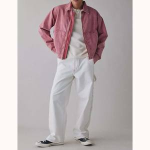 Inverno Desgaste Contraste Vermelho Costura 100% Algodão Branco Denim Utilitário Calças Perna Reta Meados Ascensão Cintura Solta Fit Carpenter <span class=keywords><strong>Jeans</strong></span> - Product Image 3