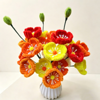 Kit de Création de Bouquet de Fleurs de Coquelicot DIY – Composition Florale Faite Main avec Brins de Pipe Cleaner pour le Jour de la Mémoire, Décoration de Jardin d'Été et de Maison