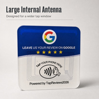 Support de table en acrylique 10x10cm pour carte de commentaires NFC 13.56MHz, Tap to Review QR, OEM/ODM personnalisé, prêt à expédier, en stock