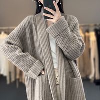 Neue Damen Long Design Strick pullover Cardigan Casual Einfache einfarbige lose Pullover Jacke für den Winter