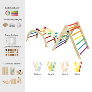 Aire de jeux Montessori pour tout-petits, chaises à bascule en bois modernes, aire de jeux intérieure pour enfants, mini aire de jeux avec capacité inférieure à 100 kg - Product Image 1