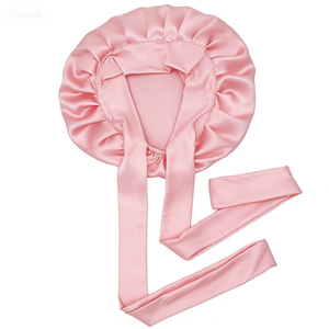 Bonnet de nuit en satin de soie de luxe <span class=keywords><strong>pour</strong></span> femmes, confortable, avec lien ajustable <span class=keywords><strong>pour</strong></span> cheveux bouclés, <span class=keywords><strong>pour</strong></span> la nuit - Product Image 1