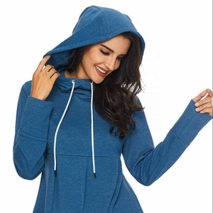 Sudadera con capucha con dobladillo asimétrico informal para mujer personalizada 2025, ropa de invierno de alta calidad con cuello con capucha y logotipo frontal - Product Image 1