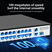Commutateur PoE non géré Tshield 24+2+1 ports 100 Mbps avec 2 ports Gigabit Uplink et 1 emplacement SFP 8,8 Gbit/s pour système de caméra de sécurité de bureau en rack CE