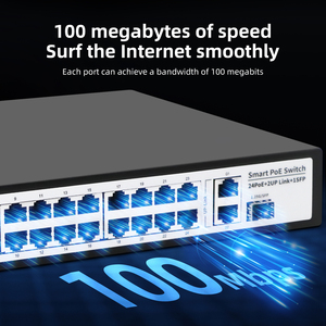 Tshield Switch PoE No Administrado <span class=keywords><strong>de</strong></span> 24+2+1 <span class=keywords><strong>Puertos</strong></span> 100Mbps con 2 <span class=keywords><strong>Puertos</strong></span> Gigabit Uplink y 1 Ranura SFP 8.8Gbps para Rack/Escritorio, Sistema <span class=keywords><strong>de</strong></span> Cámara <span class=keywords><strong>de</strong></span> Seguridad, CE - Product Image 2