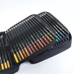 120支高品质彩色铅笔素描铅笔套装帆布包艺术家7英寸绘画彩色铅笔