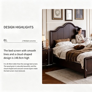 Letto <span class=keywords><strong>Matrimoniale</strong></span>/King Size in Rovere Rosso Stile Moderno Personalizzato, Elegante Struttura a Piattaforma in Legno per Adulti - Product Image 2