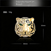 Broche Tigre Rétro de Luxe en Strass - Épinglette Personnalisée en Émail pour Costumes Hommes, Vente en Gros Directe Usine
