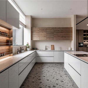 BALOM Custom Modern Design <strong>Kitchen</strong> Cabinets Plywood Wooden Modular Complete <strong>Kitchen</strong> Cabinets Ready to Assemeble for Apartment - Product Image 2