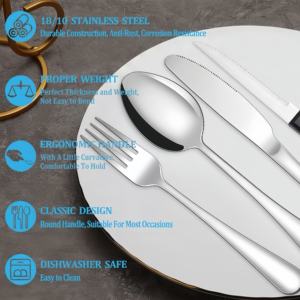 Top 24 Pcs Cubiertos Cucharas Tenedores y cuchillo Juego de cubiertos de oro de acero inoxidable para boda - Product Image 5