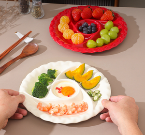 Piatto in Ceramica a Forma di Girandola da 10/12 Pollici, Vassoio per Servire Dim Sum e Frutta, Piatto Assortito per Cottura a Vapore per Casa - Product Image 4