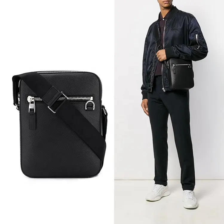 Designer Logo Business Cross body Pack Saffiano Leather Purse Men's Side Bags Fashion Sling Crossbody Shoulder Bag