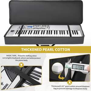 Étui pour clavier gratuit, sac de transport rembourré pour clavier de piano (intérieur : 54 x 13,2 x 6,7 pouces) avec sangles réglables et 4 poches - Product Image 6