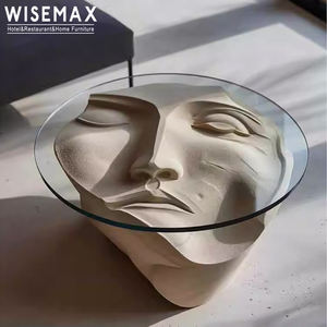 WISEMAX أثاث مصمم أثاث تصميم فني طاولة قهوة من الزجاج المقسى أعلى طاولة مركزية أثاث منزلي فني لغرفة المعيشة - Product Image 2