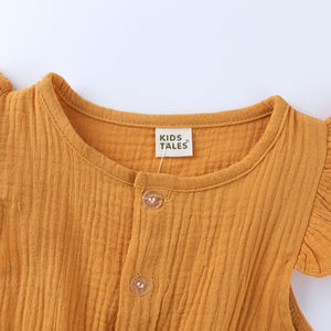 Mamelucos de cuento para niños Ropa para recién nacidos <span class=keywords><strong>Pijamas</strong></span> de color liso Gasa de algodón Ropa de verano para bebés - Product Image 5