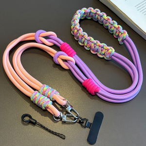 Weaving Colorful Mobile Phone <b>Lanyards</b> Crossbody Color-block Versatile Strap Girls Anti-loss Shoulder And Back Strap Chain - Product Image 3