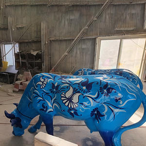 Açık fiberglas heykel özelleştirilmiş hayvanlar boğa heykeli inek süt sığır resimleri dekoratif süsler - Product Image 6