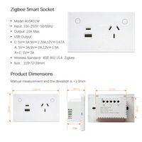 Prise murale intelligente Tuya 10A certifiée SAA (norme australienne) avec Wi-Fi et Zigbee, contrôle tactile, circuit individuel