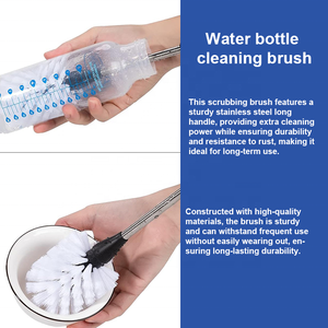 Wholesale Customizable PP Antibacterial Eco-Friendly Water <strong>Bottle</strong> Cleaning <strong>Brush</strong> Long Handle <strong>Bottle</strong> Cleaner Set Built Narrow - Product Image 4