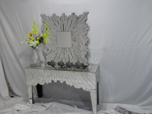 Espejos Mesas De Centro Classic Mirrored Furniture Vanity Entryway Silver <strong>Console</strong> <strong>Sofa</strong> <strong>Table</strong> with Mirror Set - Product Image 3