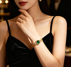 Pulsera de Plata 925 con Esmeralda Cultivada y Oro Amarillo, Brillante y Elegante, Regalo Perfecto para Cumpleaños o Sorpresa Diaria para Chicas - Product Image 5