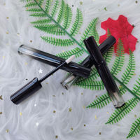 Récipient de brillant à lèvres de couleur dégradé noir de 7 ml vide de marque privée haut de gamme Tube de brillant à lèvres vide rechargeable avec boîte