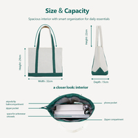 Sac fourre-tout en toile de coton robuste de couleur personnalisée 32x29x15cm avec fermeture éclair pour événements d'entreprise et programmes de magasins
