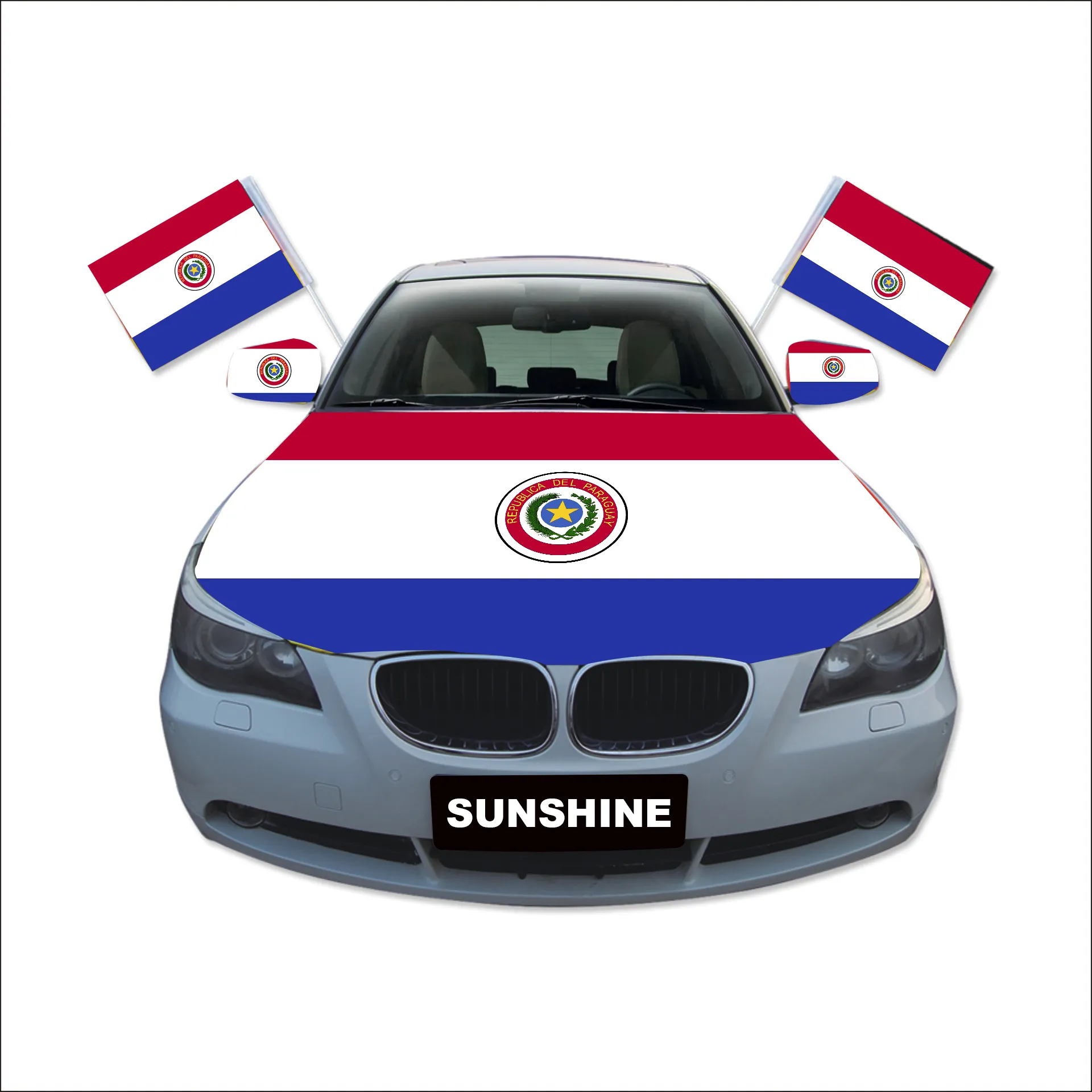 Soleil personnalisé paraguay pays drapeau décoration voiture capot miroir fenêtre couverture drapeau