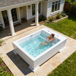 Piscina de Fibra de Vidrio con Forma Personalizada, Superficie Antideslizante y Escalones de Seguridad para Jardín, Patio Trasero, Sofá de Ocio, SPA - Product Image 6