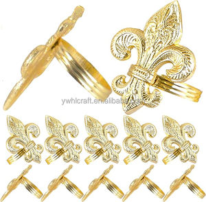 HLC Nouveaux anneaux de serviette de table pour le Mardi Gras, masque de comédie, paillettes, fleur de lys, porte-serviettes, décoration de table à dîner - Product Image 6