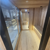 Nouvelle tendance : Sauna extérieur + terrasse + bain froid combinés avec du bois massif, couleur noire, SPA de jardin