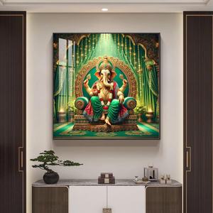 Decoración de Pared con Efecto 3D, Cuadro Abstracto de Elefante, Luz LED, Marco Metálico, Pintura de Porcelana de Cristal, Venta al Por Mayor de Fábrica - Product Image 5