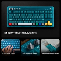 Teclado mecánico 8Bitdo Retro87, azul agua transparente, inalámbrico BT de tres modos, universal para PC y portátiles.