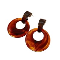 Boucles d'oreilles pendantes géométriques en résine acrylique et lucite, style écaille de tortue marron, vintage, pour femme