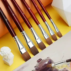 Lot de 6 pinceaux de peinture à l'huile pour artistes, poils de marmotte, pour peinture à l'eau, acrylique, dessin, fournitures d'art, dédiés à la peinture - Product Image 1