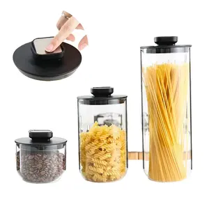 Trasparente pressato sigillato serbatoio a tenuta stagna/contenitore/barattolo di stoccaggio vendita calda bottiglie e barattoli di conservazione degli alimenti in vetro borosilicato minimalista