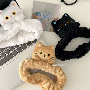 TREETIP European Girls Custom Logo Cartoon Cat Plush Headband <strong>Flannel</strong> Non- for <strong>Face</strong> Wash Makeup Cute Animal Hair Accessories - Product Image 1