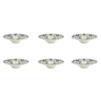 Ensemble de 6 bols à pâtes ronds en céramique, décoration feuille de citron, design italien, impression numérique, Amalfi Excelsa, passe au micro-ondes, passe au lave-vaisselle