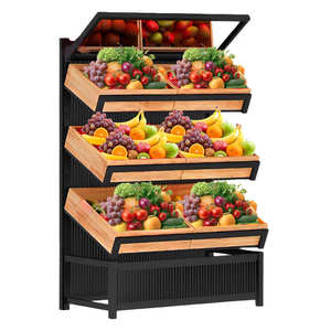 Estante de exhibición de frutas de madera de alta calidad Estante de exhibición de frutas y verduras de supermercado Estante de tienda de verduras secas frescas - Product Image 2