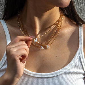 Antiguo esmalte moderno mes de nacimiento flor Acero inoxidable inicial collar encanto chapado en oro rosa oro plata oro-V <span class=keywords><strong>M</strong></span> H iniciales - Product Image 2